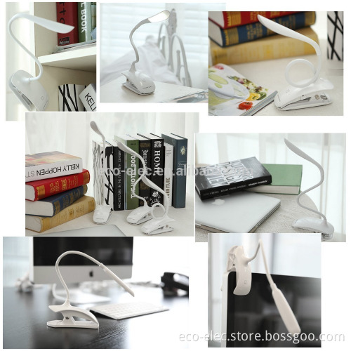New Flexible Dimmable USB ABS Touch Sensor White LED Clip on Beside Book Reading Light Table Desk Lamp For Bed/Gift